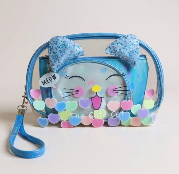 05acac75-b3ca-4cdf-9f64-ee368aa276fd Kitty Heart Cosmetic Bags (Set of 3)