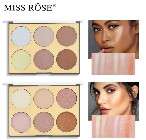 1917644-1 Miss Rose 6 Colors Glow Highlighter Palette