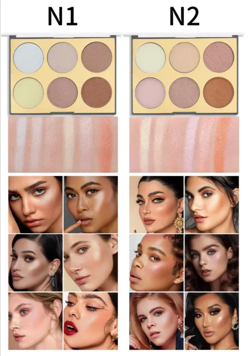 1917646-1 Miss Rose 6 Colors Glow Highlighter Palette