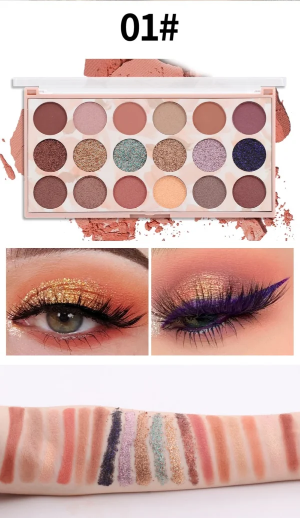 1970100-1 Miss Rose Sparkle & Matte 18 Shade Eyeshadow Collection