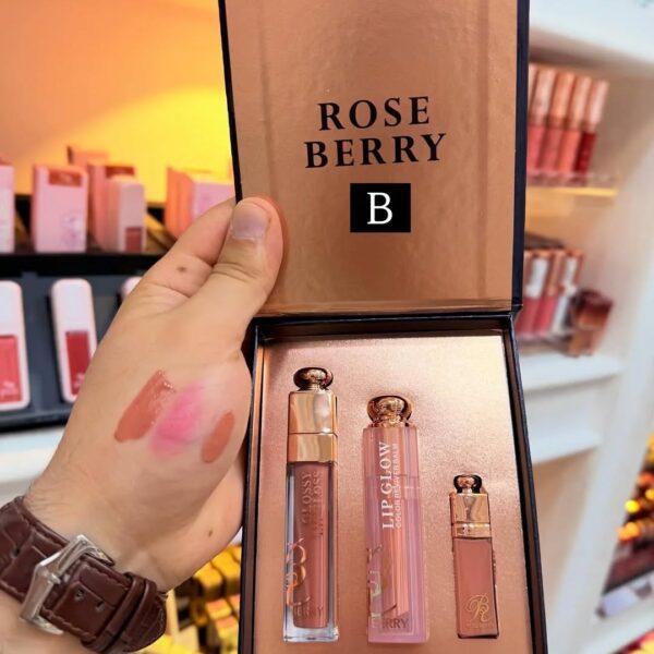 Rose Berry Lip Luxe Trio – Gloss, Balm & Matte Bundle