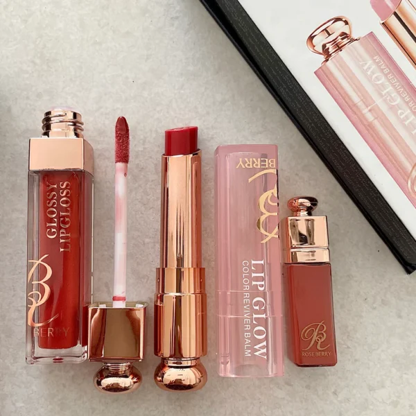 Rose Berry Lip Luxe Trio – Gloss, Balm & Matte Bundle