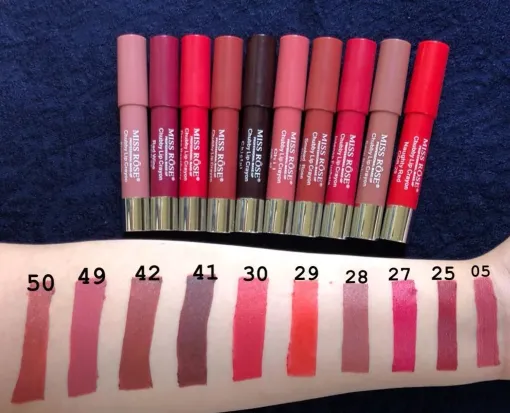 a8077f9d1ea2a9a22a56e2267072db57 Miss Rose Matte Chubby Lips Crayon Lipstick